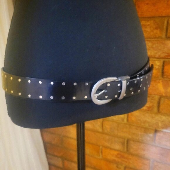 Accessories - Black Riveted Belt Leather Belt - Size M/L